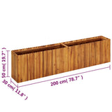 Garden Raised Bed 200x30x50 cm Solid Acacia Wood - Rear View