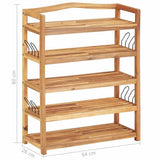 5-Tier Shoe Rack 64x26x80 cm Solid Acacia Wood - Close-Up Angle