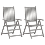 Reclining Folding Chairs 2 pcs Grey Solid Acacia Wood