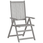 Reclining Folding Chairs 2 pcs Grey Solid Acacia Wood