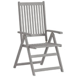 Garden Reclining Chairs 2 pcs Grey Solid Wood Acacia - Front View