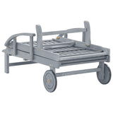 Garden Sun Lounger Grey Solid Acacia Wood - Rear View