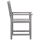 7 Piece Outdoor Dining Set Grey Solid Acacia Wood