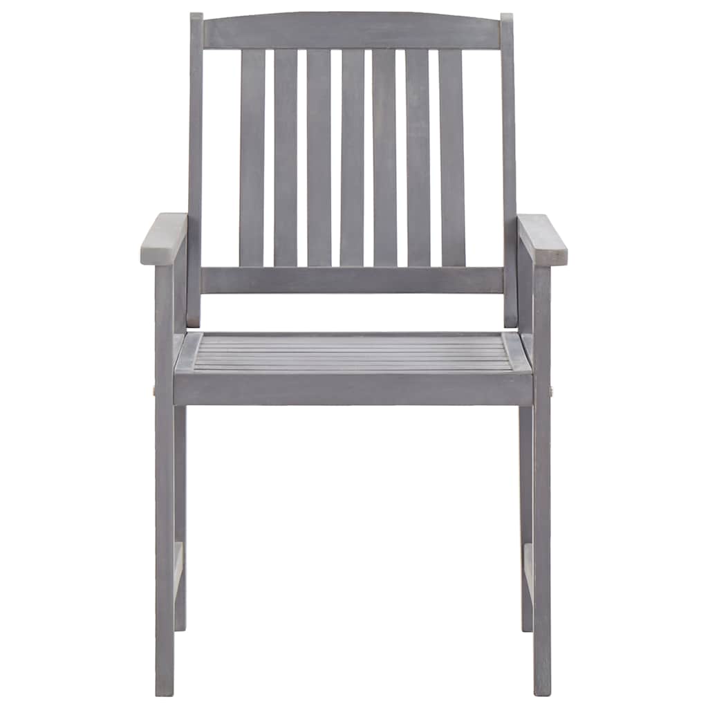 7 Piece Outdoor Dining Set Grey Solid Acacia Wood