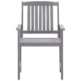 7 Piece Outdoor Dining Set Grey Solid Acacia Wood - Close-Up Angle