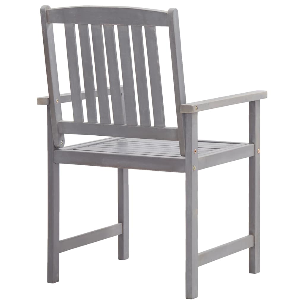 7 Piece Outdoor Dining Set Grey Solid Acacia Wood