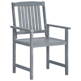 Garden Chairs 2 pcs Grey Solid Acacia Wood - Front View
