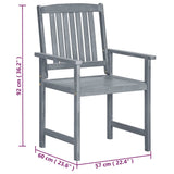 Garden Chairs 2 pcs Grey Solid Acacia Wood - Low Angle