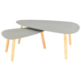 Coffee Tables 2 pcs Grey Solid Pinewood - Front View