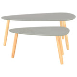 Coffee Tables 2 pcs Grey Solid Pinewood - Rear View