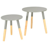 Side Tables 2 pcs Grey Solid Pinewood - Front View