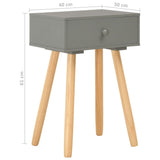 Bedside Tables 2 pcs Grey Solid Pinewood - Extra Image
