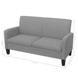 2 Piece Sofa Set Fabric Light Grey - Low Angle