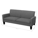 2 Piece Sofa Set Fabric Dark Grey - Close-Up Angle
