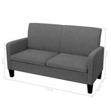 2 Piece Sofa Set Fabric Dark Grey - Low Angle