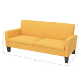 2 Piece Sofa Set Fabric Yellow - Close-Up Angle