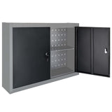 Wall Mounted Tool Cabinet Industrial Style Metal Grey and Black