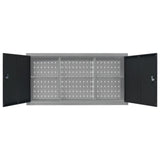 Wall Mounted Tool Cabinet Industrial Style Metal Grey and Black