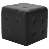 Pouffe 2 pcs Black 30x30x30 cm Faux Leather - Front View