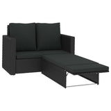 2 Piece Garden Lounge Set with Cushions Poly Rattan Black - Side View