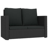 2 Piece Garden Lounge Set with Cushions Poly Rattan Black - Top-Down View