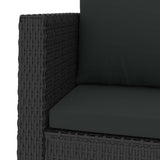 2 Piece Garden Lounge Set with Cushions Poly Rattan Black - Rear View