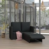 2 Piece Garden Lounge Set with Cushions Poly Rattan Black - Low Angle