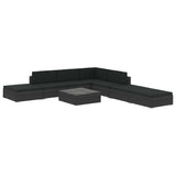 8 Piece Garden Lounge Set with Cushions Poly Rattan Black - Front View