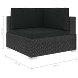 8 Piece Garden Lounge Set with Cushions Poly Rattan Black - Low Angle