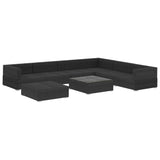 8 Piece Garden Lounge Set with Cushions Poly Rattan Black - Side View
