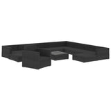 12 Piece Garden Lounge Set with Cushions Poly Rattan Black