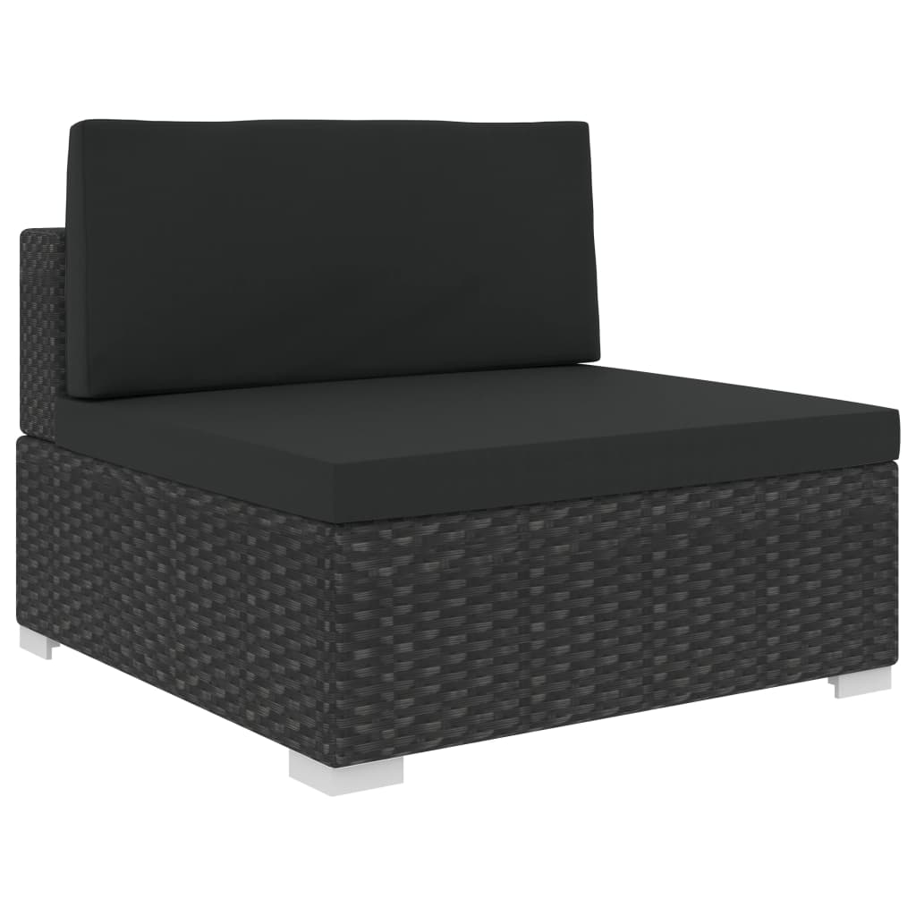 12 Piece Garden Lounge Set with Cushions Poly Rattan Black
