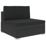 12 Piece Garden Lounge Set with Cushions Poly Rattan Black - Rear View