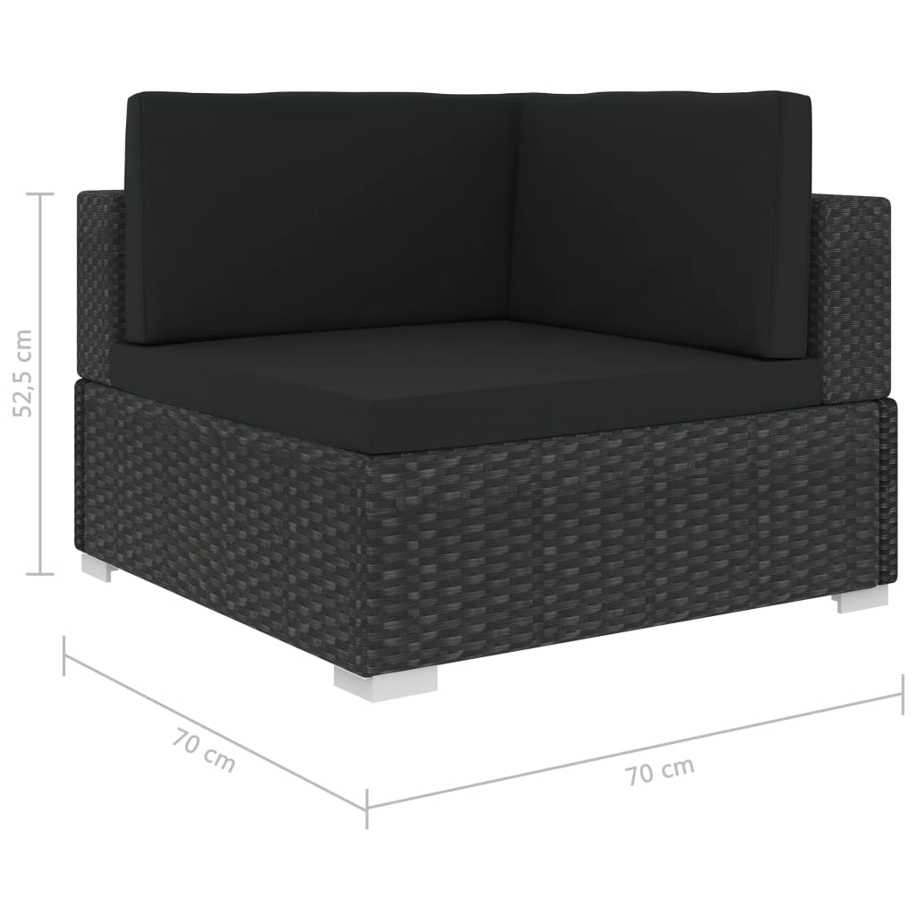 12 Piece Garden Lounge Set with Cushions Poly Rattan Black