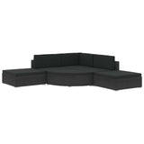 6 Piece Garden Lounge Set with Cushions Poly Rattan Black - Front View