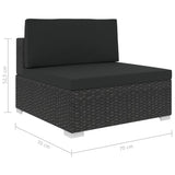 6 Piece Garden Lounge Set with Cushions Poly Rattan Black - Extra Image