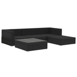 5 Piece Garden Lounge Set with Cushions Poly Rattan Black - Side View