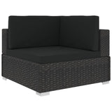5 Piece Garden Lounge Set with Cushions Poly Rattan Black - Top-Down View
