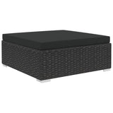 5 Piece Garden Lounge Set with Cushions Poly Rattan Black - Rear View