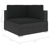 5 Piece Garden Lounge Set with Cushions Poly Rattan Black - Low Angle