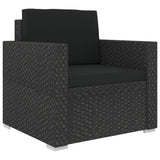 6 Piece Garden Lounge Set with Cushions Poly Rattan Black - Low Angle