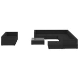 10 Piece Garden Lounge Set with Cushions Poly Rattan Black - Side View