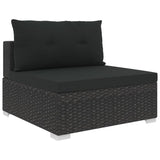 10 Piece Garden Lounge Set with Cushions Poly Rattan Black - Rear View