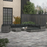 13 Piece Garden Lounge Set with Cushions Poly Rattan Grey