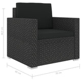 13 Piece Garden Lounge Set with Cushions Poly Rattan Black - Extra Image