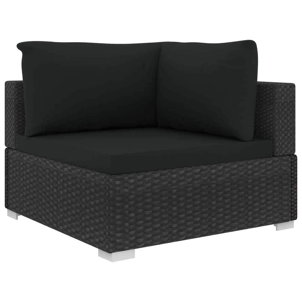 12 Piece Garden Lounge Set with Cushions Poly Rattan Black