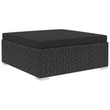 12 Piece Garden Lounge Set with Cushions Poly Rattan Black - Rear View