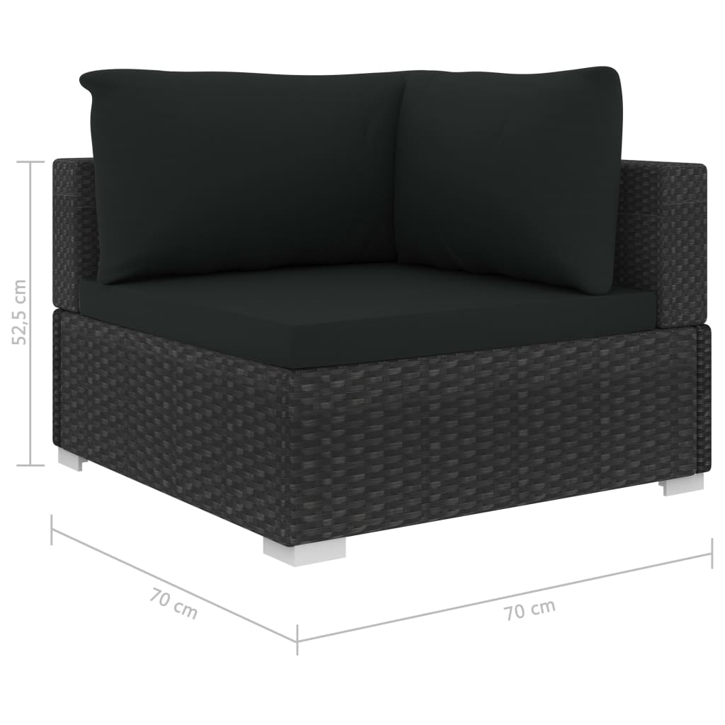 12 Piece Garden Lounge Set with Cushions Poly Rattan Black