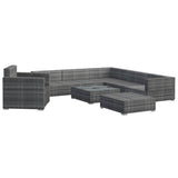 8 Piece Garden Lounge Set with Cushions Poly Rattan Grey - Side View