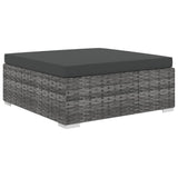 8 Piece Garden Lounge Set with Cushions Poly Rattan Grey - 45-Degree Angle